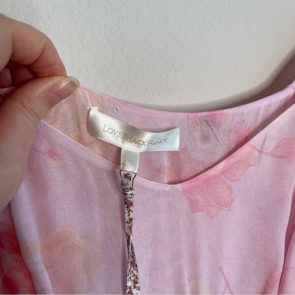NEW LoveShackFancy Pink Floral Angie Midi Dress 6 - Picture 6 of 14